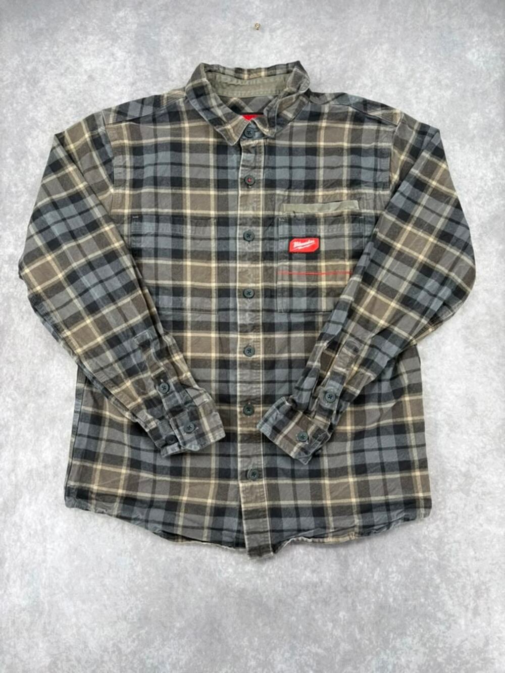 Milwaukee GRIDIRON M551 Plaid Work Shirt Men’s M Gray Black
